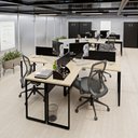 Ver imagem 4 de Escrivaninha Ilha em L Estação de Trabalho Mesa Industrial 240x78cm Office Bege/Dubai
