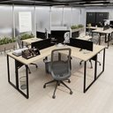 Ver imagem 5 de Escrivaninha Ilha em L Estação de Trabalho Mesa Industrial 240x78cm Office Bege/Dubai
