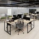 Ver imagem 2 de Escrivaninha Ilha em L Estação de Trabalho Mesa Industrial 240x78cm Office Bege/Dubai