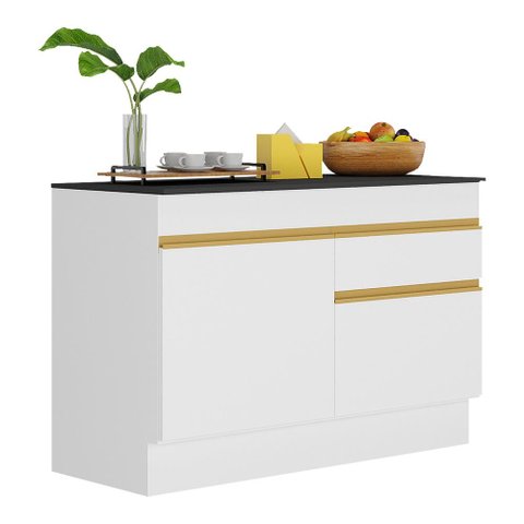 Balcão Cozinha com Rodapé Gabinete Pia 120 cm 2 Portas 1 Gaveta Veneza GW Multimóveis MP2117