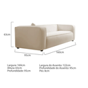 Ver imagem 6 de Sofá Cecília Orgânico 2 Lugares Luxo 160cm Sala de Estar Linho Bege - Incasa Decor