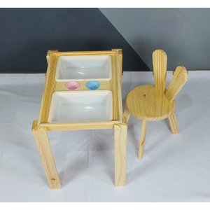 Kit Mesa Sensorial Tampo + Bandejas + Cadeira Coelho Pinus
