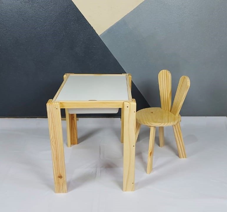 Kit Mesa Sensorial Tampo + Bandejas + Cadeira Coelho Pinus - 2