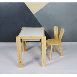 Kit Mesa Sensorial Tampo + Bandejas + Cadeira Coelho Pinus - 2