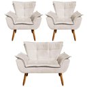 Ver imagem 1 de Kit 01 Namoradeira e 02 Poltronas Opala Suede Bege