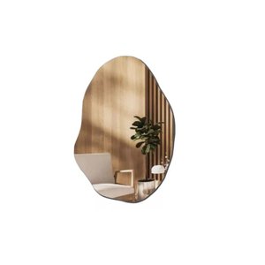 Espelheira Grande Orgânico Lapidado Decorativo Sala Hall Parede 70x50 Cm Moderno C/ Dupla Face