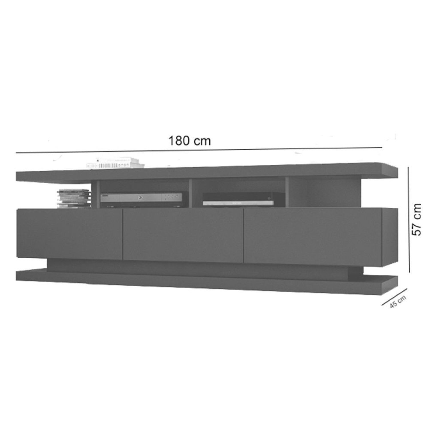 Rack para TV até 72 Polegadas 180cm com Rodízios 3 Gavetas 4 Nichos Vivare Giga Móveis - 3