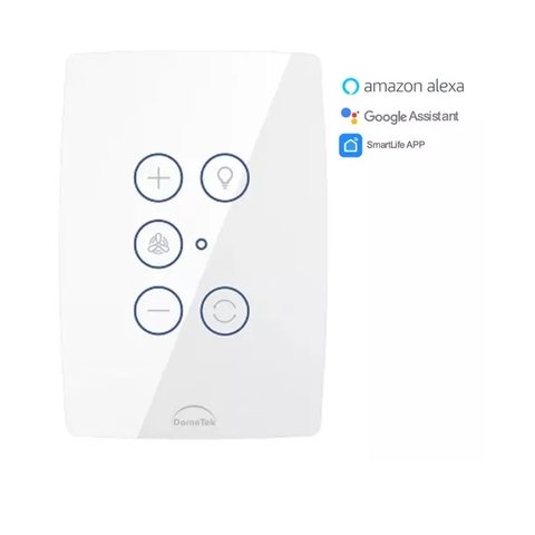 Interruptor Wi-fi Inteligente Touch Branco para Ventilador de Teto Dometek Diamond 4x2