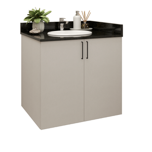 Balcão para Banheiro 80cm 2 Portas Suspenso sem Tampo Cinza