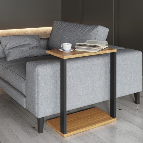 Mesa de Canto 100% Mdf Estilo Industrial F36 Freijó Preto Fosco Dalla Costa