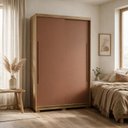 Ver imagem 1 de Guarda-Roupa MDF Solteiro Doha Intense 1,6 m 2 Portas de Correr Moderno Espaçoso Quarto Elegante:Nat