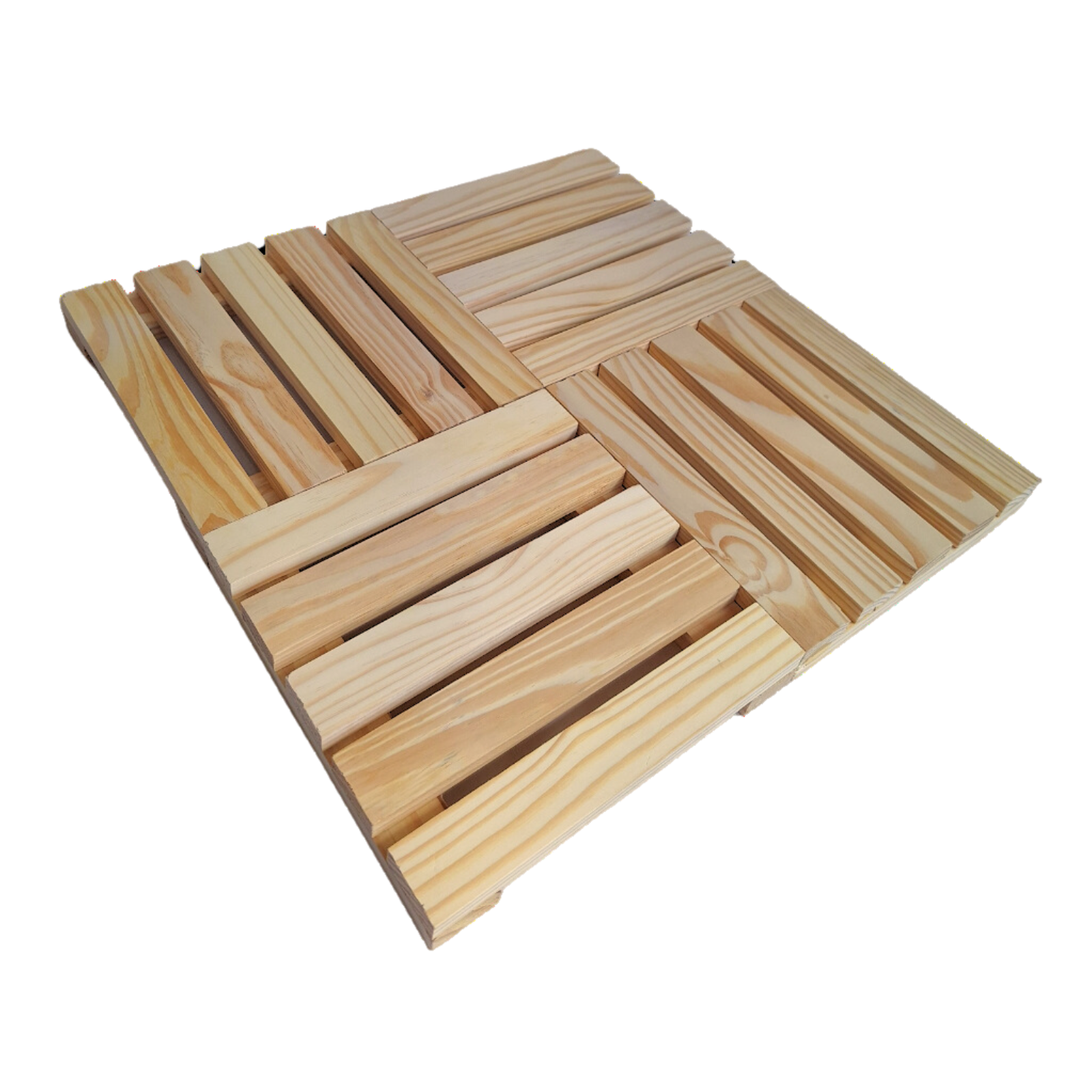 Kit 4 Deck Madeira Modular 30x30 Natural Área Interna Pinus