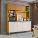 Ver imagem 1 de Cozinha Compacta Núria 180m 9 Portas 1 Gaveta - Freijó Ripado/Off White Poliman