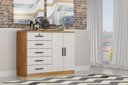 Ver imagem 1 de Cômoda para Quarto com Sapateira 5 Gavetas - Space-Cumaru/Fendi - Móveis Novo Horizonte