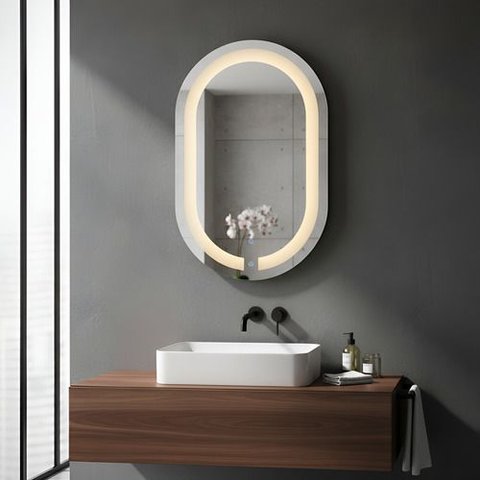 Espelho Oval Grande 75x50cm Iluminado - Neutro 4000k