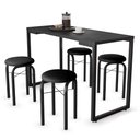 Ver imagem 3 de Conjunto Mesa de Cozinha Prattica Industrial 120cm com 4 Banquetas F02 Preto - Mpozenato