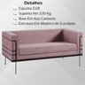 Sofa 2 Lug Base Aço Preto 135 Cm 2064x2 Veludo Rosa Dmobiliario - 2