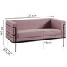 Sofa 2 Lug Base Aço Preto 135 Cm 2064x2 Veludo Rosa Dmobiliario - 3