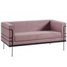 Sofa 2 Lug Base Aço Preto 135 Cm 2064x2 Veludo Rosa Dmobiliario - 1