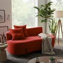 Ver imagem 2 de Sofá Orgânico 2 Lugares C/2 Almofadas Curvo Sala Recepção Luna Veludo Vermelho - Montanaris Decor
