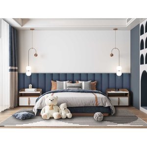 Kit 10 Placas Cabeceira Estofada para Cama King - Módulo 20 Cm X 60 Cm:azul
