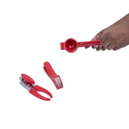 Kit abridor de lata espremedor alho e limão vermelho – Oikos - 6