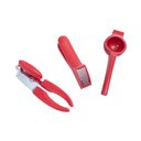Ver imagem 1 de Kit abridor de lata espremedor alho e limão vermelho – Oikos