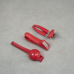 Kit abridor de lata espremedor alho e limão vermelho – Oikos - 4