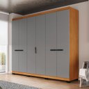 Ver imagem 2 de Roupeiro Lisboa 6 Portas 4 Gavetas 242x214cm Freijó/Cinza 240843