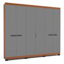 Ver imagem 1 de Roupeiro Lisboa 6 Portas 4 Gavetas 242x214cm Freijó/Cinza 240843