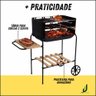 Churrasqueira Carvão Portátil + Brinde Kit Churrasco Inox - 4