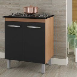 Balcão Cooktop 5 Bocas com 2 Portas Jade Savana/preto - Moblis - 2