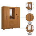 Ver imagem 5 de Guarda-roupa Casal Essen 4 Portas 3 Gavetas com Espelho Freijó Trend - Pnr Móveis