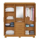 Ver imagem 2 de Guarda-roupa Casal Essen 4 Portas 3 Gavetas com Espelho Freijó Trend - Pnr Móveis