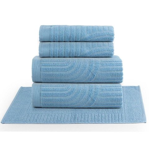 Jogo de Toalhas Dunas 100% Algodão 450g-m² Macio Azul Top Chick