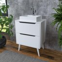 Ver imagem 2 de Gabinete Banheiro 60cm 2 Gavetas Retrô Multimóveis CR10119 Branco