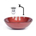 Ver imagem 2 de Cuba de Vidro 31cm Vermelho Cereja + Valvula + Torneira Preta