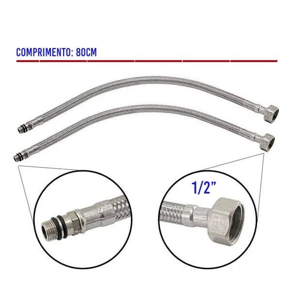 Engate Rabicho 80cm Monocomando Kit 5 Unidades Mangueira Flexivel Misturador Torneira Pia Banheiro C - 4