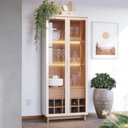 Ver imagem 1 de Cristaleira Decorativa com Led Tenerife Off White/Freijó G73 - Gran Belo