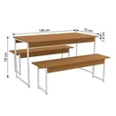 Ver imagem 3 de Conjunto Mesa de Jnatar com 2 Bancos 136 x 72cm Industrial LI013 Canela/Branco