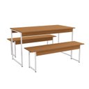 Ver imagem 2 de Conjunto Mesa de Jnatar com 2 Bancos 136 x 72cm Industrial LI013 Canela/Branco