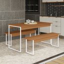 Ver imagem 6 de Conjunto Mesa de Jnatar com 2 Bancos 136 x 72cm Industrial LI013 Canela/Branco