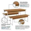 Ver imagem 4 de Conjunto Mesa de Jnatar com 2 Bancos 136 x 72cm Industrial LI013 Canela/Branco