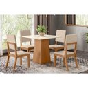 Ver imagem 1 de Conjunto: Mesa de Cozinha Dora Tampo Madeirado 90cm e 4 Cadeiras Milla Nature/Linho - Henn