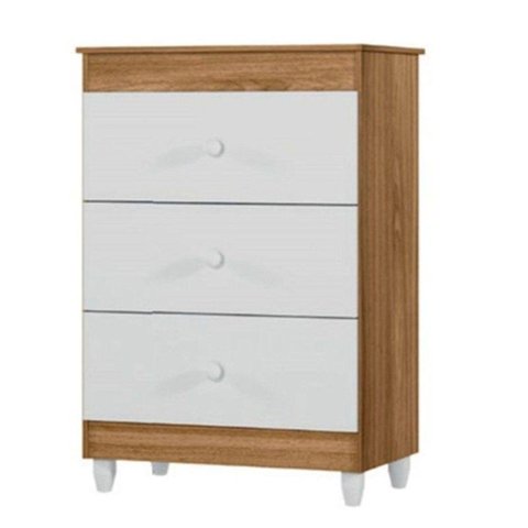 Cômoda Ternura 3 Gavetas Nature Branco Peternella Móveis
