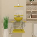 Ver imagem 1 de Gabinete de Vidro para Banheiro 40cm Cuba Redonda Ac Amarelo