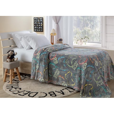 Cobertor Manta Solteiro Infantil Brilha no Escuro Gamer 2,00x1,80cm Quentinha