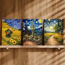 Ver imagem 3 de Kit3 Quadro Decorativo Pintura Van Gogh Noite Estrelada Sala Moderno Qualidade Premium 40x28cm