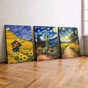 Ver imagem 4 de Kit3 Quadro Decorativo Pintura Van Gogh Noite Estrelada Sala Moderno Qualidade Premium 40x28cm
