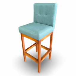 Banqueta Alta com Encosto Anatomico Tokio Linho Azul Turquesa - G2home - 1